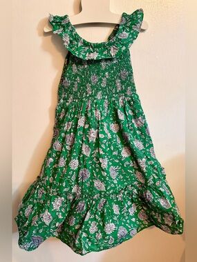 Crewcuts Green and White Floral Ruffle Sundress